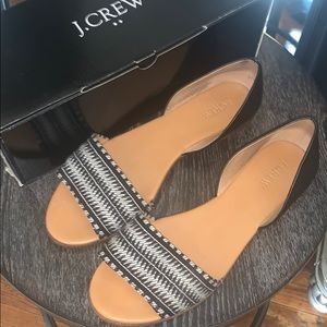J Crew Woven Peep Toe D’Orsay Flats